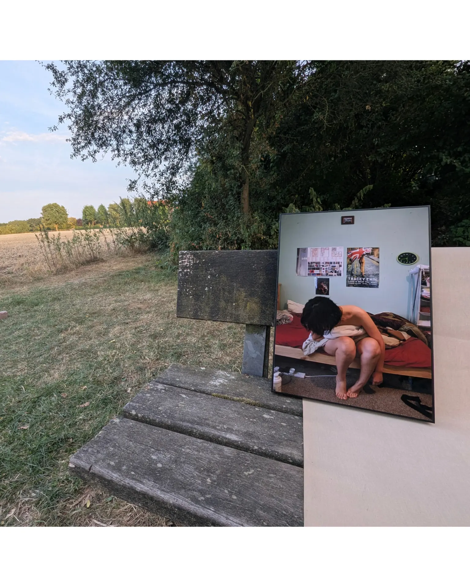 Love is What I Needed — framed print shown outdoors for scale