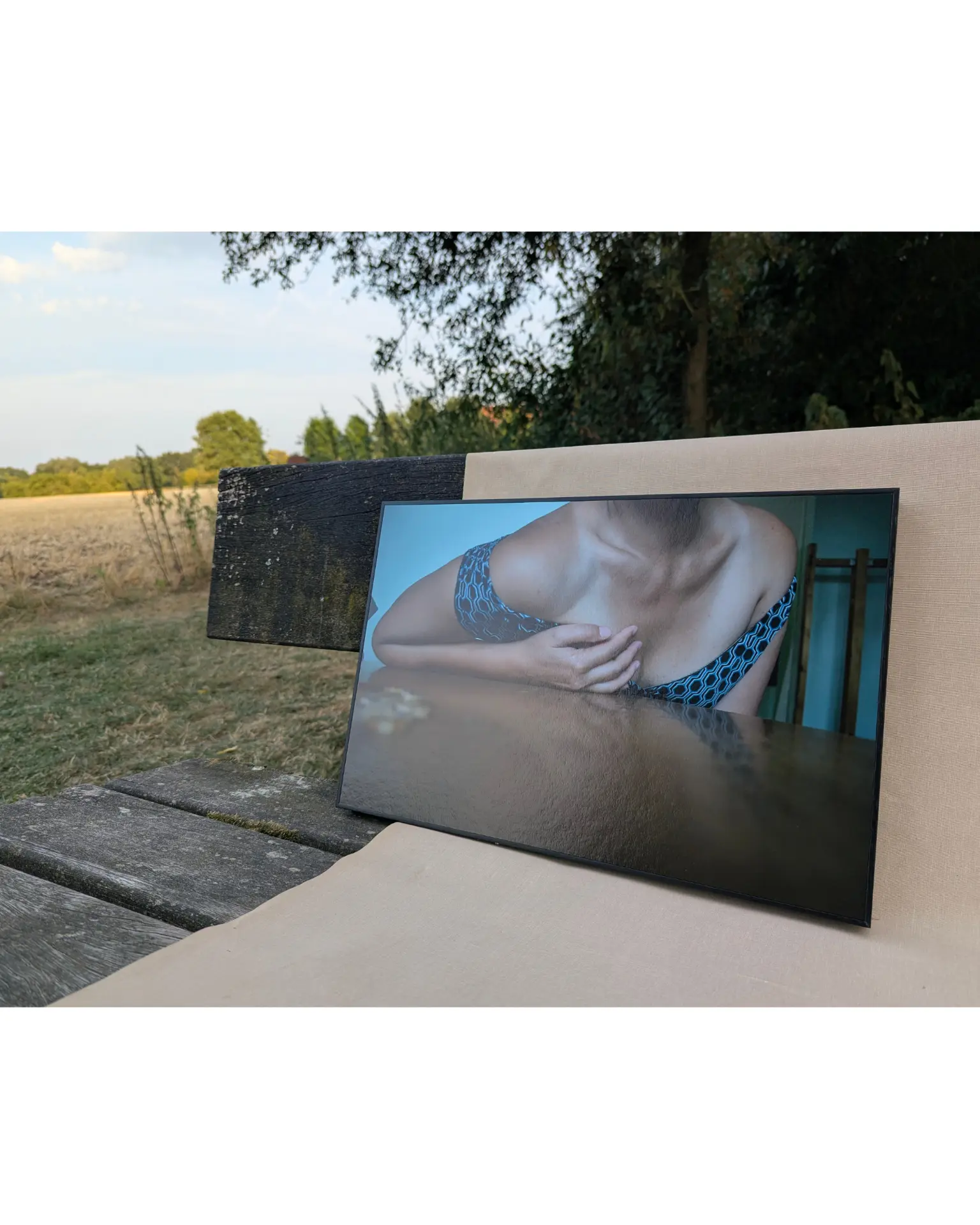 One Day in Mongolia — framed print shown outdoors for scale